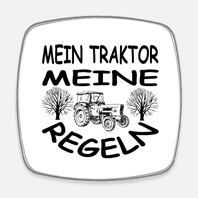 Traktor - Viereckiger Kühlschrankmagnet - Weiß