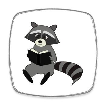 Raccoon reads book gift idea - Square fridge magnet - white - Front