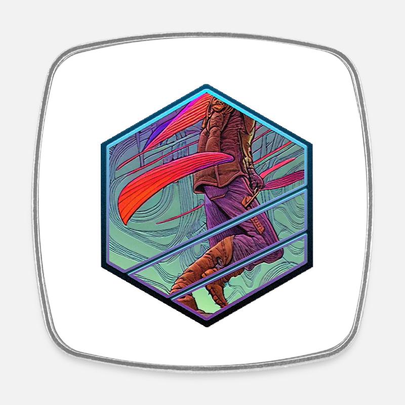 Abstract Walker - Viereckiger Kühlschrankmagnet - Weiß