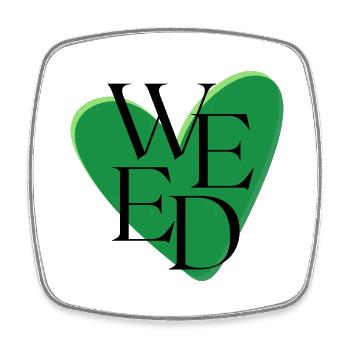 Weed Love, Love Weed - Viereckiger Kühlschrankmagnet - Weiß - Vorne