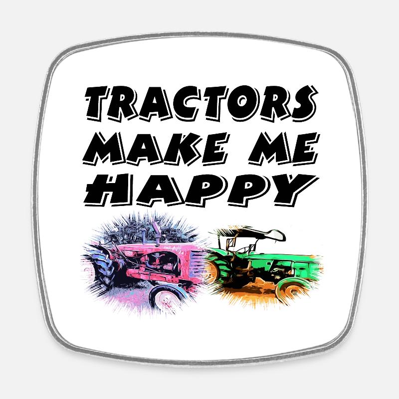 Traktor - Viereckiger Kühlschrankmagnet - Weiß