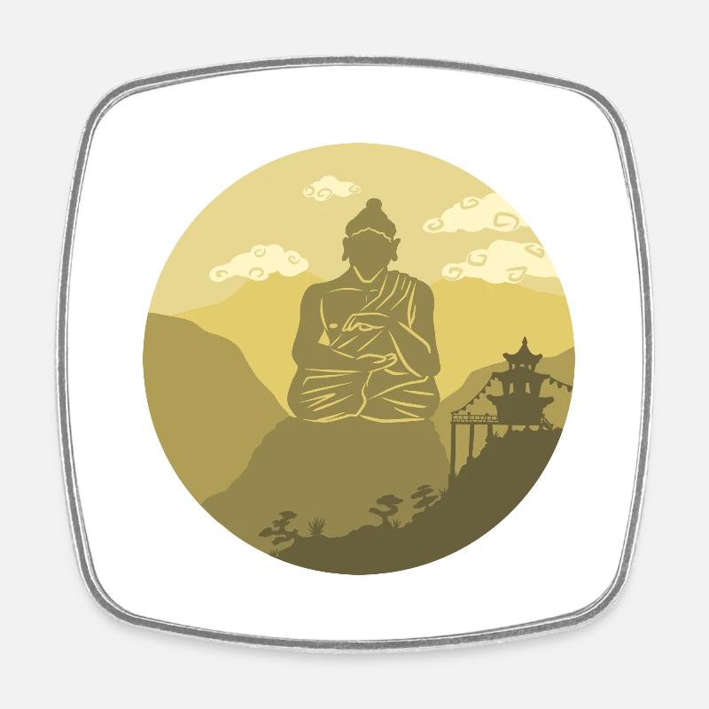 Buddha Gold - Viereckiger Kühlschrankmagnet - Weiß