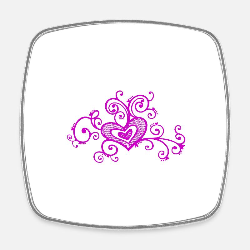 Abstract floral vector heart love - Square fridge magnet - white