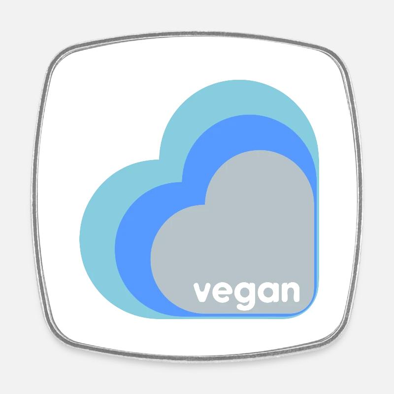 Blue vegan heart - Square fridge magnet - white