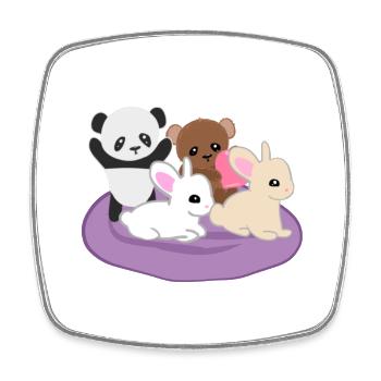 Animaux mignons panda lapin ours câlin - Magnet carré - blanc - Devant
