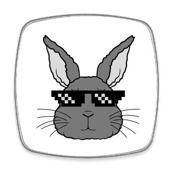 Hase deal with it - Viereckiger Kühlschrankmagnet - Weiß - Vorne