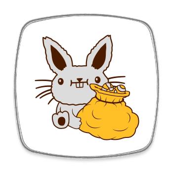 Osterhase großer Eier Sack - Viereckiger Kühlschrankmagnet - Weiß - Vorne