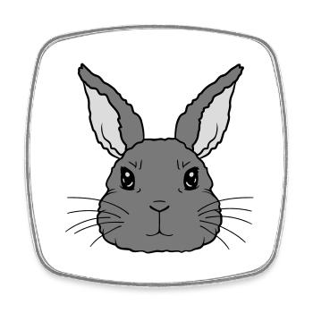 Niedlicher kleiner Hase Gesicht - Viereckiger Kühlschrankmagnet - Weiß - Vorne
