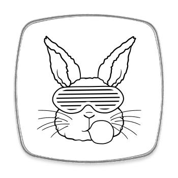 Hase Kaugummi Blase cool - Viereckiger Kühlschrankmagnet - Weiß - Vorne