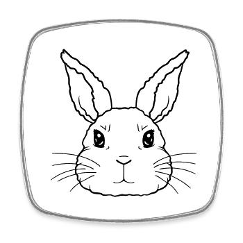 Visage mignon petit lapin - Magnet carré - blanc - Devant