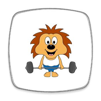 IGEL - FITNESS - SPORT - GEWICHTHEBER - TIER - Viereckiger Kühlschrankmagnet - Weiß - Vorne