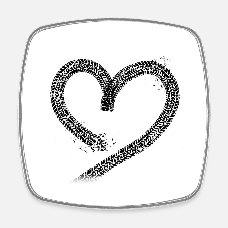 Tyre tracks - Square fridge magnet - white