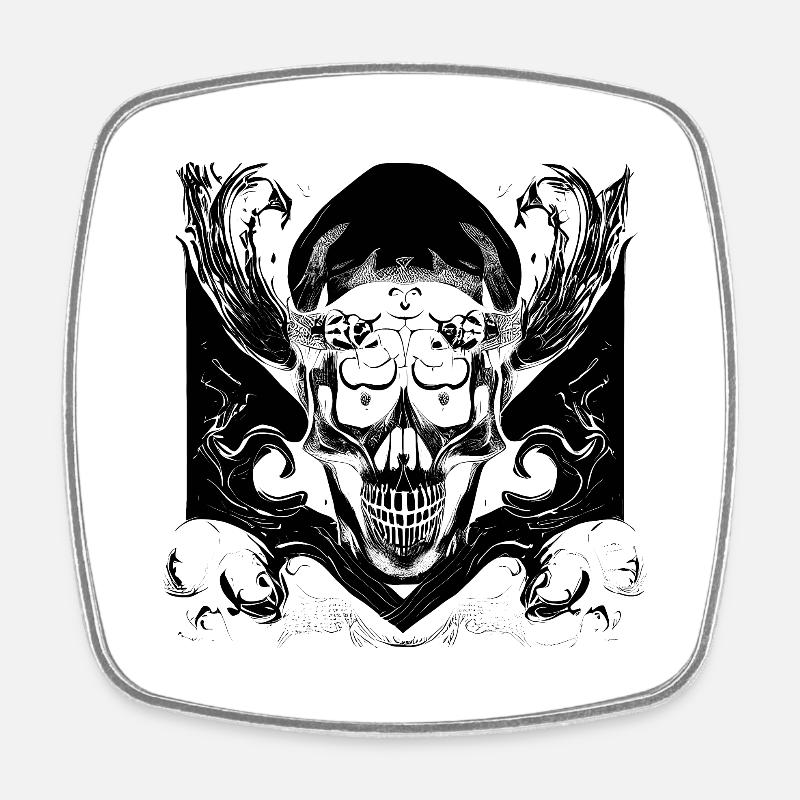 Halloween or horror skull with ornaments - Square fridge magnet - white
