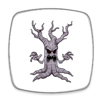 Gruseliger Halloween-Baum - Viereckiger Kühlschrankmagnet - Weiß - Vorne
