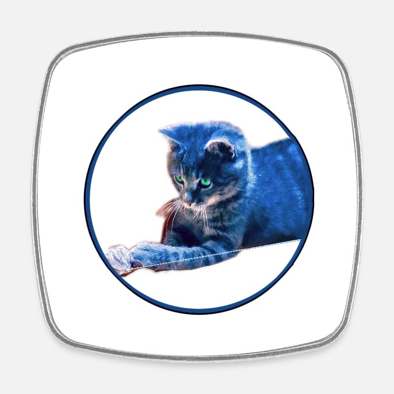 Playing kittens - Square fridge magnet - white