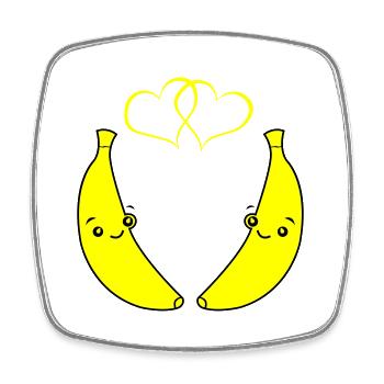 Bananes amoureuses - Magnet carré - blanc - Devant
