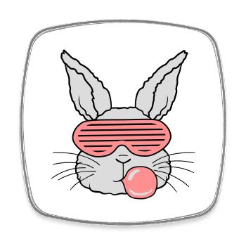 Chewing gum bubble lapin cool - Magnet carré - blanc - Devant