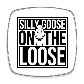 goose on the loose - Viereckiger Kühlschrankmagnet - Weiß - Vorne