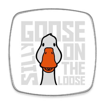 goose on the loose - Viereckiger Kühlschrankmagnet - Weiß - Vorne