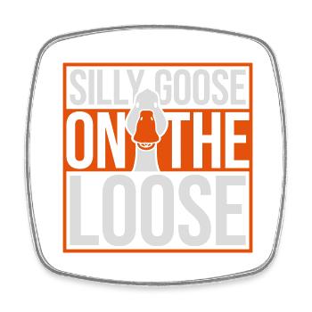 goose on the loose - Viereckiger Kühlschrankmagnet - Weiß - Vorne