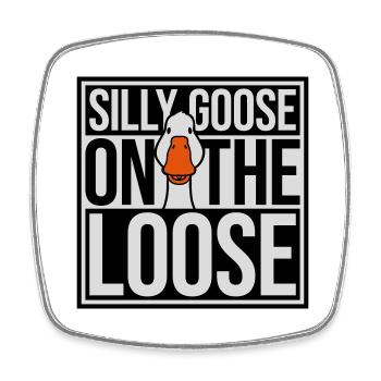 goose on the loose - Viereckiger Kühlschrankmagnet - Weiß - Vorne