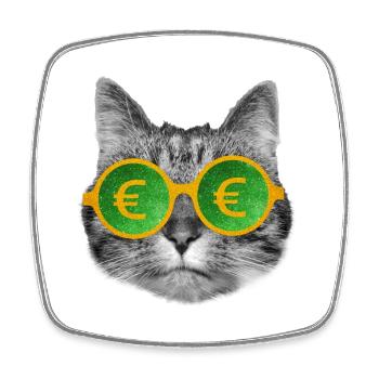 Katzengeldbrille - Viereckiger Kühlschrankmagnet - Weiß - Vorne