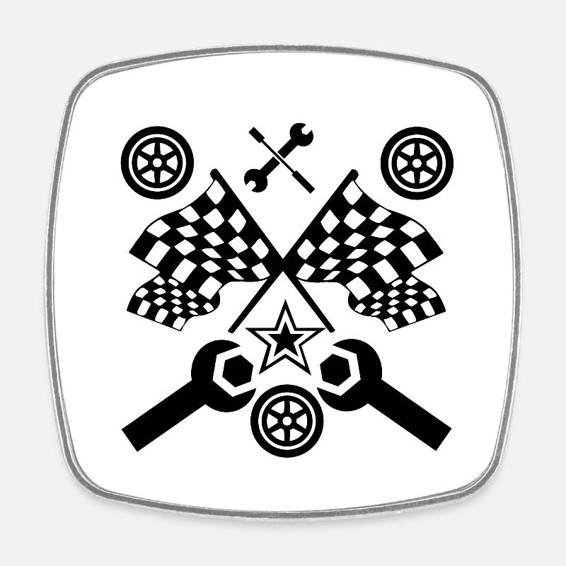 Car - Square fridge magnet - white