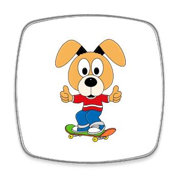 HUND - SKATEBOARD - SPORT - TIER - KIND - BABY - Viereckiger Kühlschrankmagnet - Weiß - Vorne