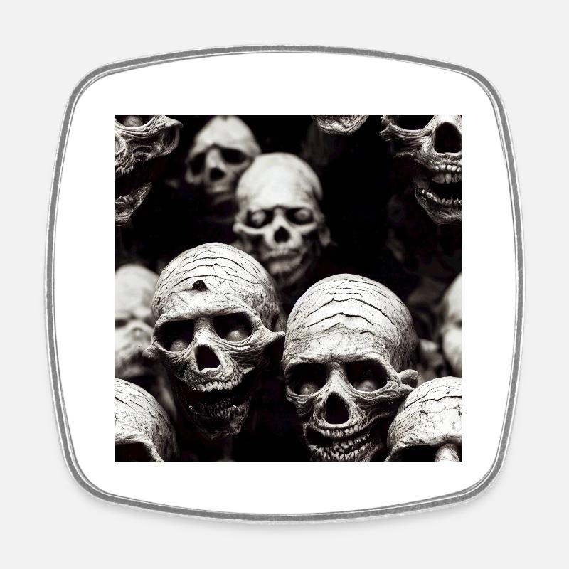 Skulls - Square fridge magnet - white