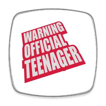 warning official teenage quote - Square fridge magnet - white - Front