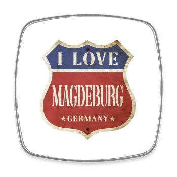 Magdebourg Allemagne Ville J’aime Vintage Rétro - Magnet carré - blanc - Devant