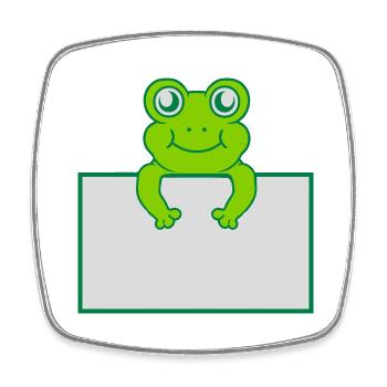 Texte présent bouclier de grenouille - Magnet carré - blanc - Devant