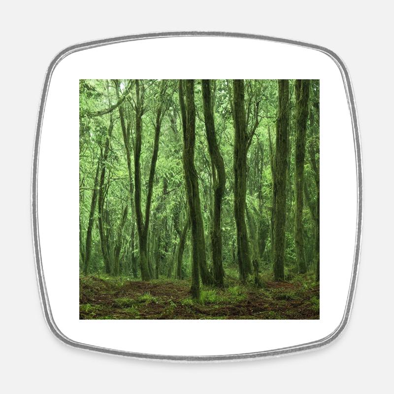 lonely green woods - Square fridge magnet - white