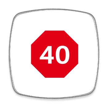 Conception du 40e anniversaire avec panneau d’arrêt - Magnet carré - blanc - Devant