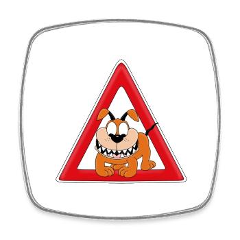 ACHTUNG! WACHHUND - HUND - TIER - KIND - BABY - Viereckiger Kühlschrankmagnet - Weiß - Vorne