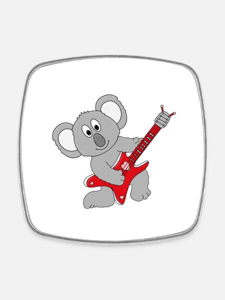 GITARRE - MUSIK - KOALA - TIER - KIND - BABY - Viereckiger Kühlschrankmagnet - Weiß