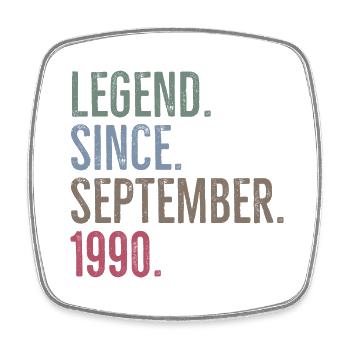 Legende seit September 1990 - Viereckiger Kühlschrankmagnet - Weiß - Vorne