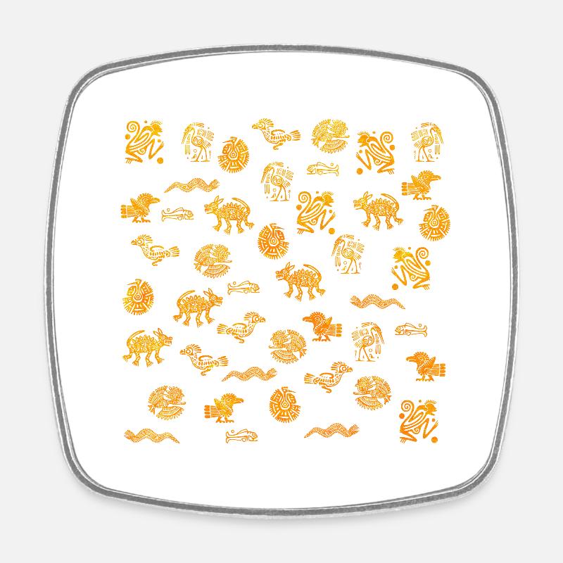 Aztec Figures - Square fridge magnet - white
