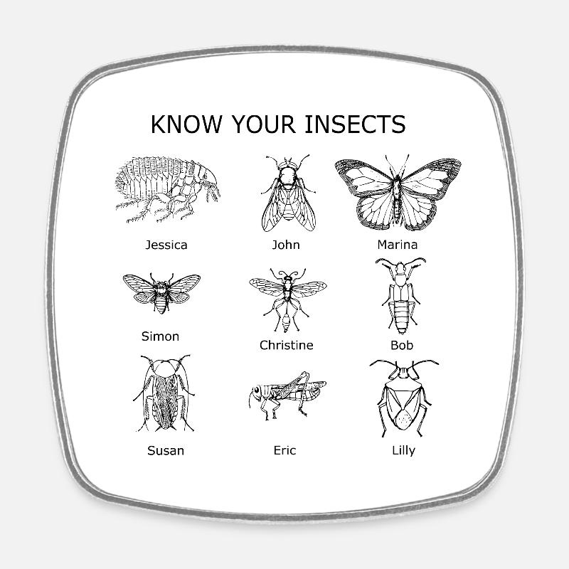 know your insects - Square fridge magnet - white