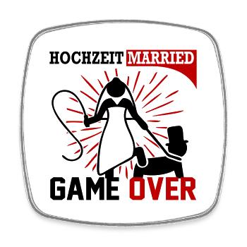 Hochzeit Married Game Over Peitsche Mann kniet - Viereckiger Kühlschrankmagnet - Weiß - Vorne