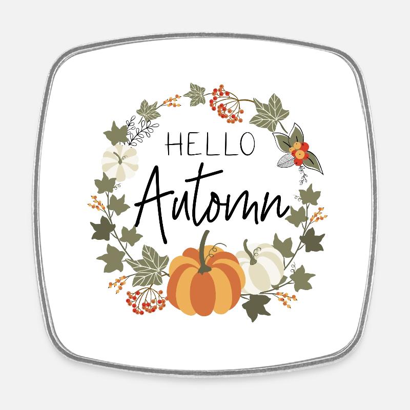 Hello automn - Square fridge magnet - white
