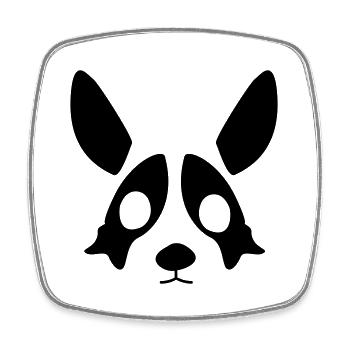 Corgi noir - Magnet carré - blanc - Devant