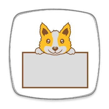 Schild zeigender braver Hund - Viereckiger Kühlschrankmagnet - Weiß - Vorne