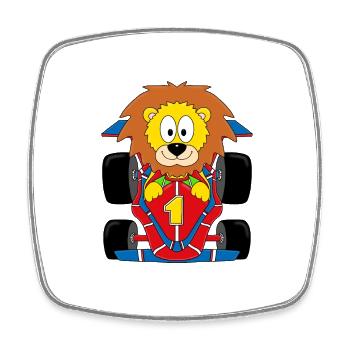 LÖWE - MOTORSPORT - RENNWAGEN - AUTO - TIER - Viereckiger Kühlschrankmagnet - Weiß - Vorne
