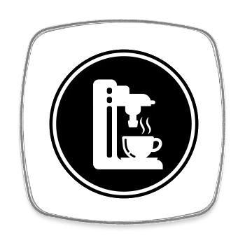 Symbole de machine à café - Magnet carré - blanc - Devant