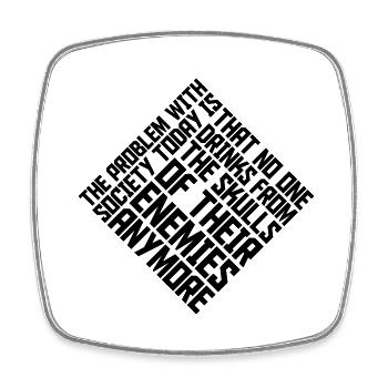 drinks from enemies skulls - Square fridge magnet - white - Front