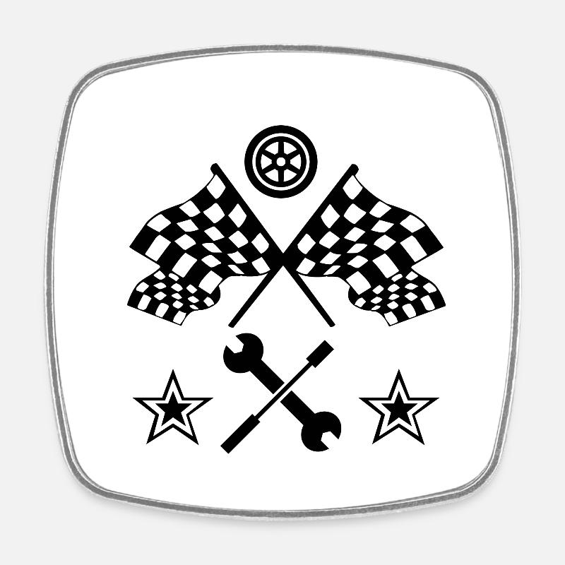 Car - Square fridge magnet - white