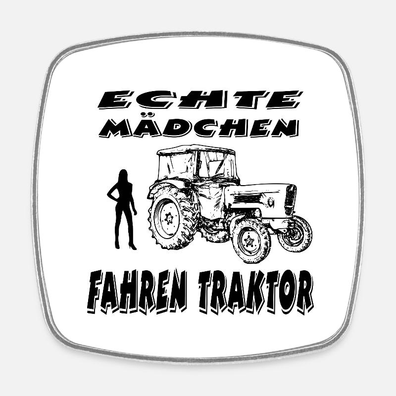 Tractor - Square fridge magnet - white