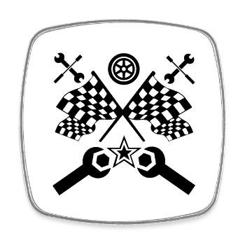 Voiture - Magnet carré - blanc - Devant