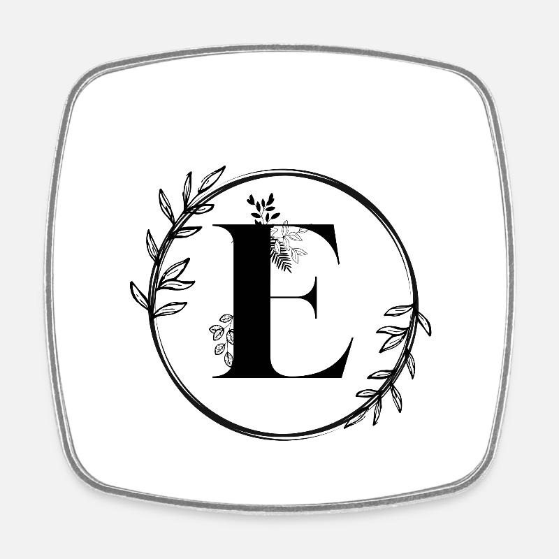 Lettre E Florale - Magnet carré - blanc